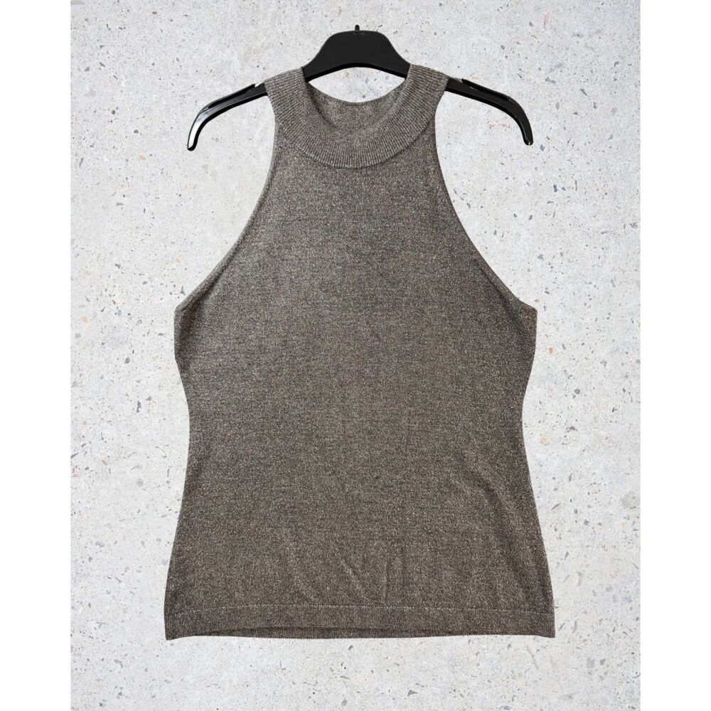 Banana Republic Women’s M Metallic Mock Neck Sleeveless Knit Top